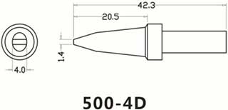 500-4D一字型烙铁头尺寸图